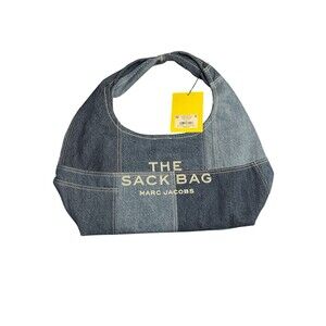 Marc Jacobs The Sack Patchwork Blue Denim Cotton Large Shoulder Hobo AUTH New